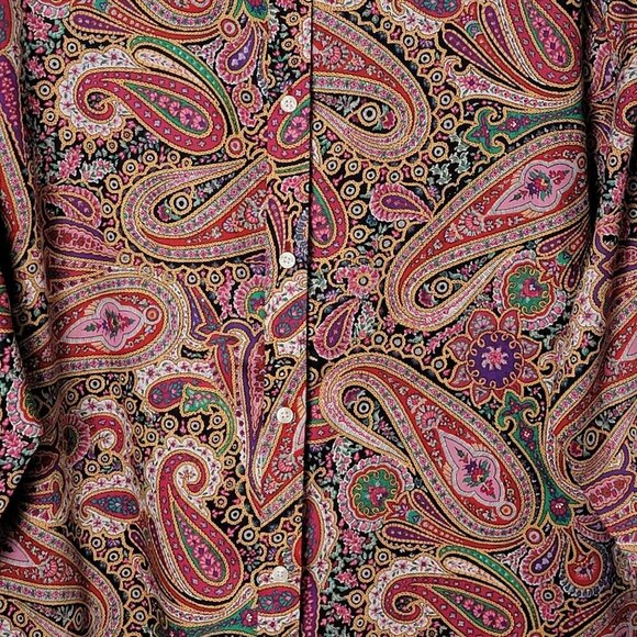 Chaps by Ralph Lauren Womens Multicolor Paisley 3/4 Sleeves Button Up Top 2X - Picture 4 of 8